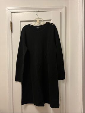 NWT  XL Talbots Black Merino Wool Long-Sleeve Shift Dress